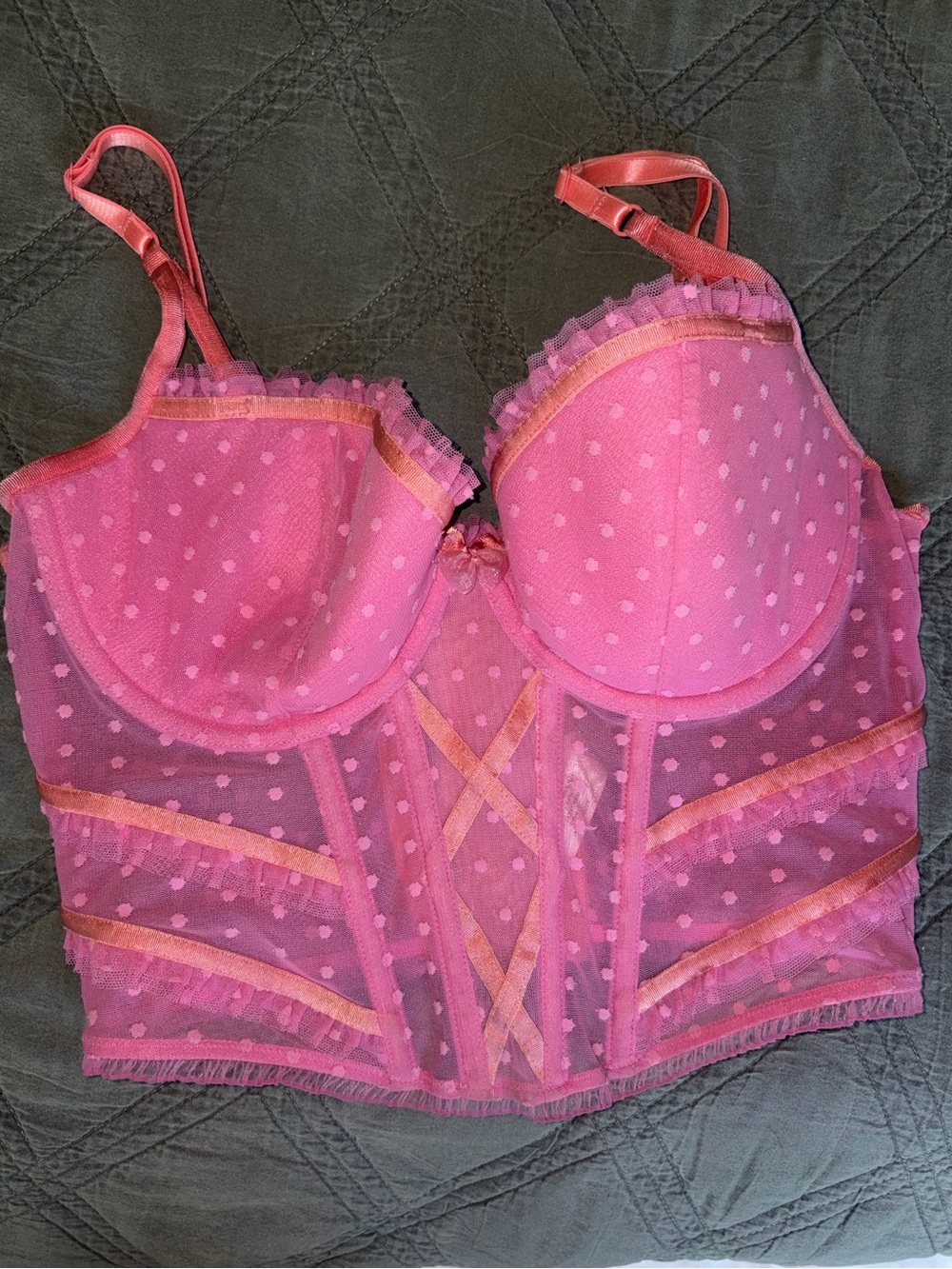 Victorias Secret Polka Dot Longline Lace Bustier